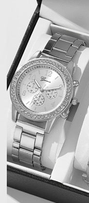 Women's Three-eye Quartz Diamond-embedded Watch