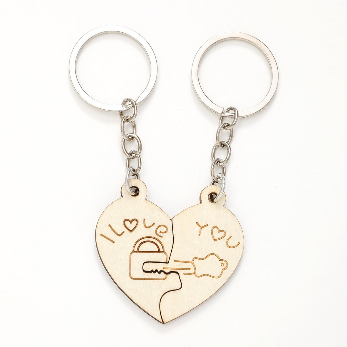 Wooden Key Buckle Couple Gift Pendant