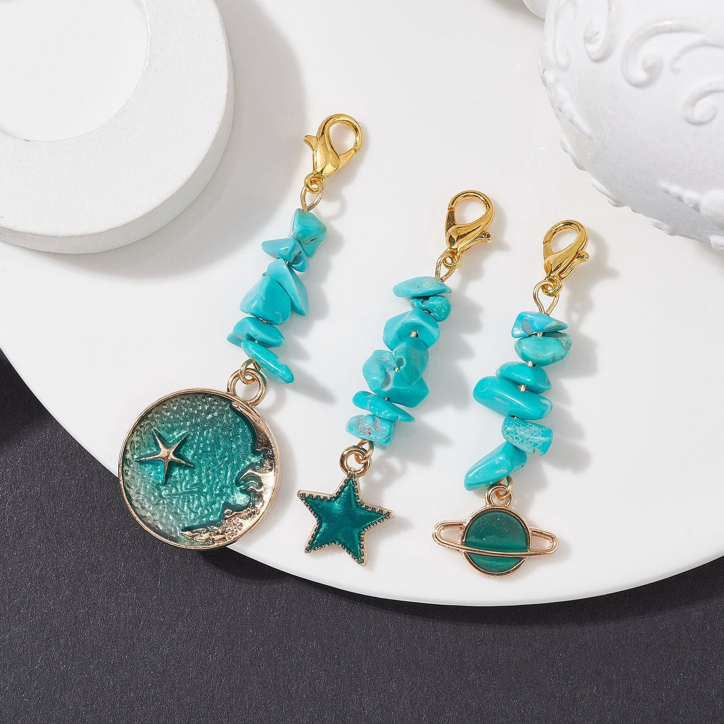 Irregular Blue Pine Gravel Alloy Dripping Pendant Ornaments Accessories