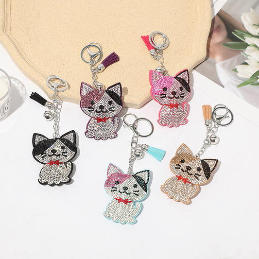 Classic Cartoon Cat Hot Rhinestone Keychain Fashion