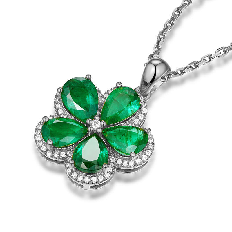 Colored Gems Carat Synthetic Emerald Parthenocissus Grass Pendant