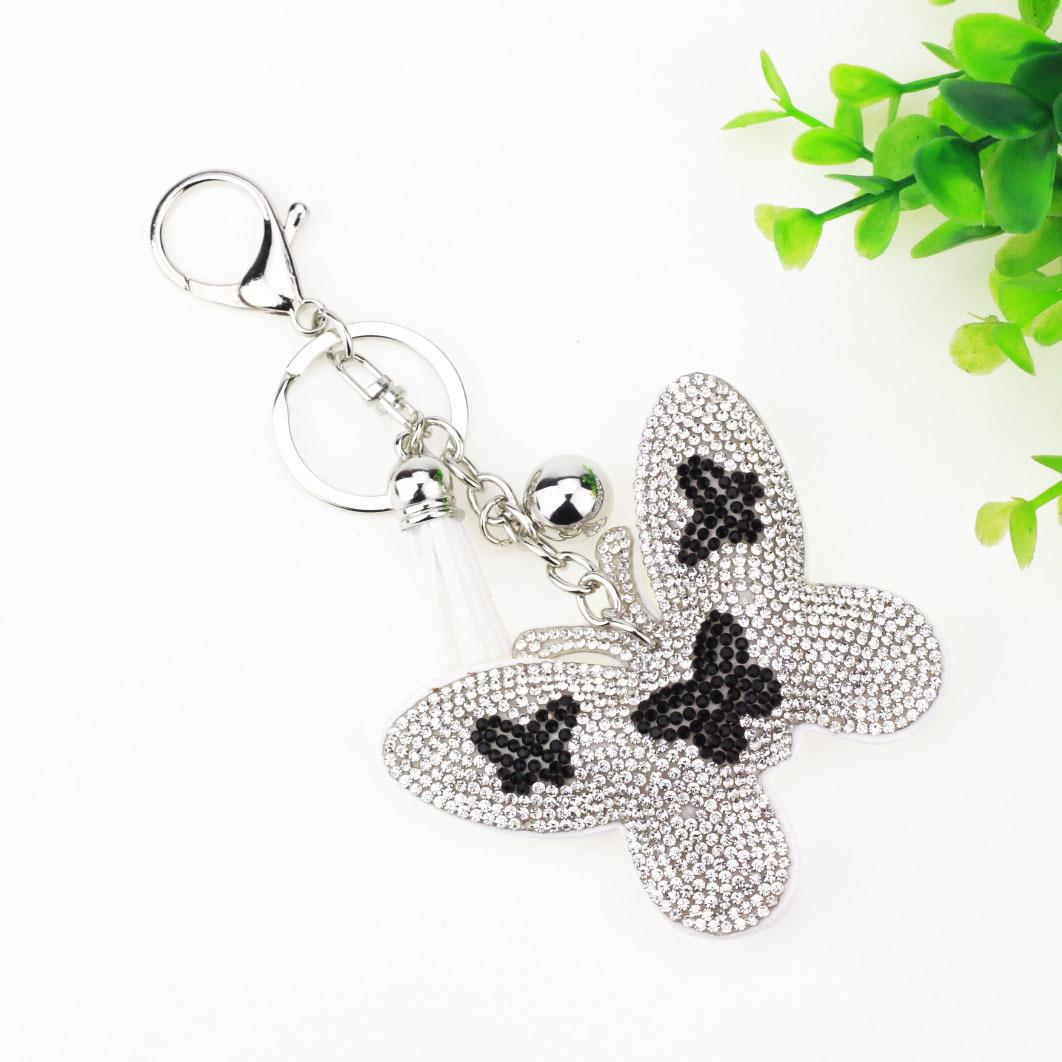 Home Fashion Simple Two-color Butterfly Shape Flannel Hot Drilling Handbag Pendant