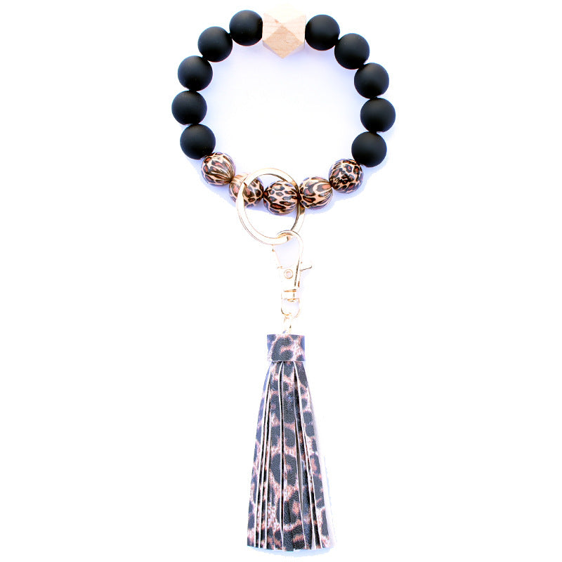 Creative Wooden Bead Bracelet Keychain