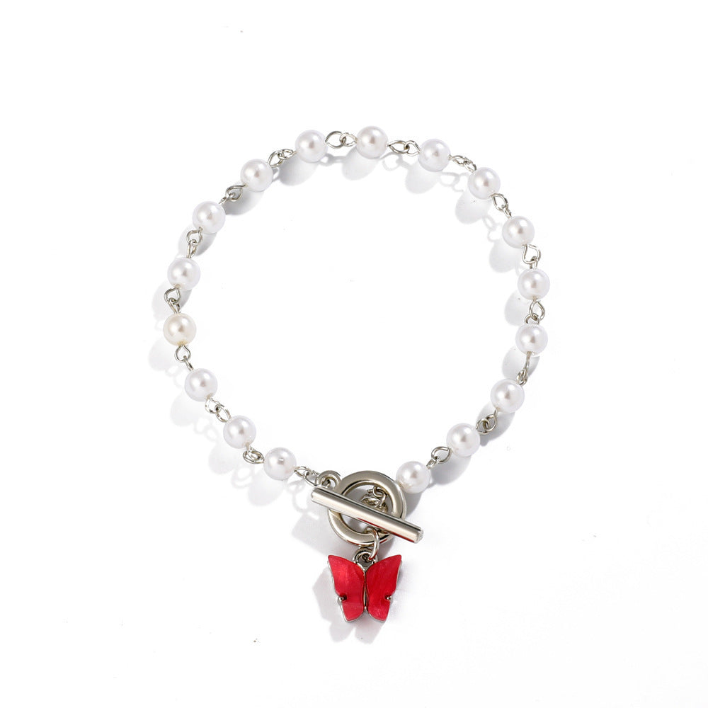 Women's Creative OT Buckle Bee Pendant Pearl Bracelet