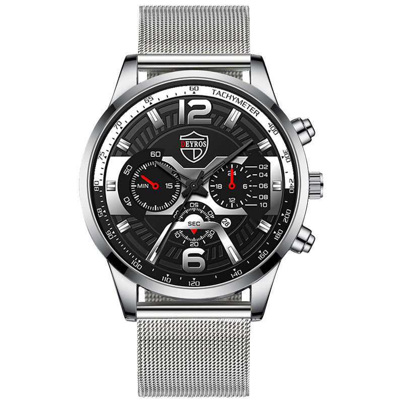 Men's Stainless Steel Calendar Quartz Watch