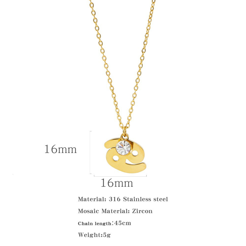 Necklace Stainless Steel Zircon Ornament