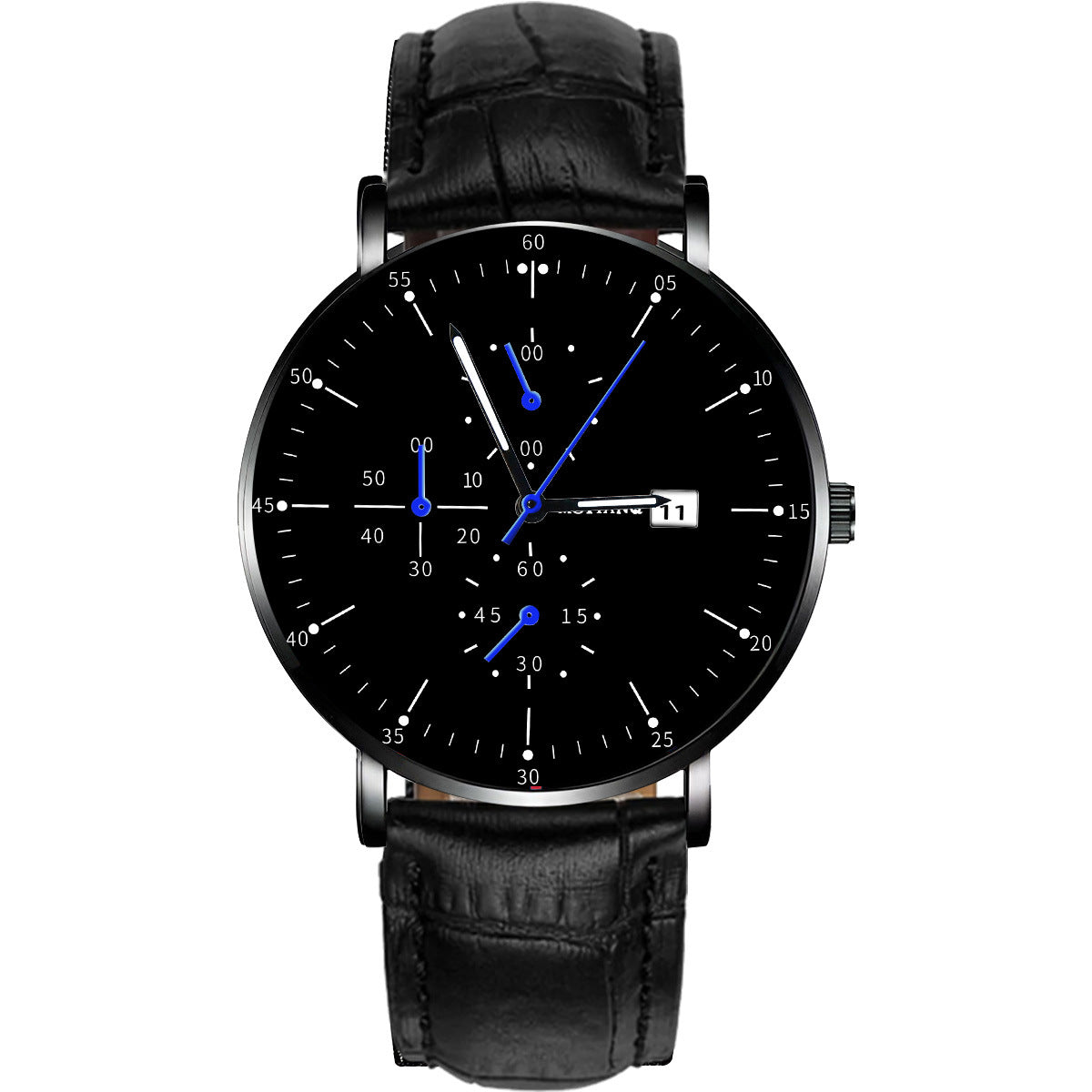 Simple Black Ultra-thin Men's Steel Strap Watch