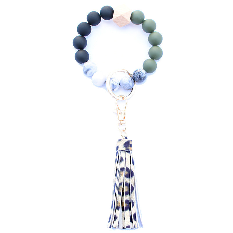 Creative Wooden Bead Bracelet Keychain