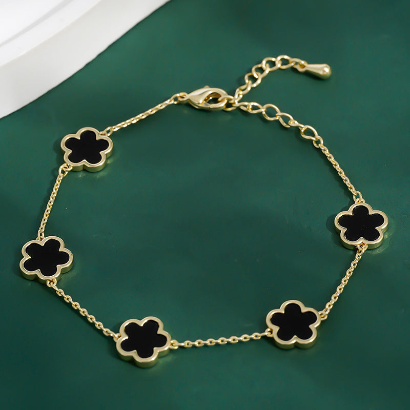 Real Gold Plated Five Petal Flower Bracelet For Women