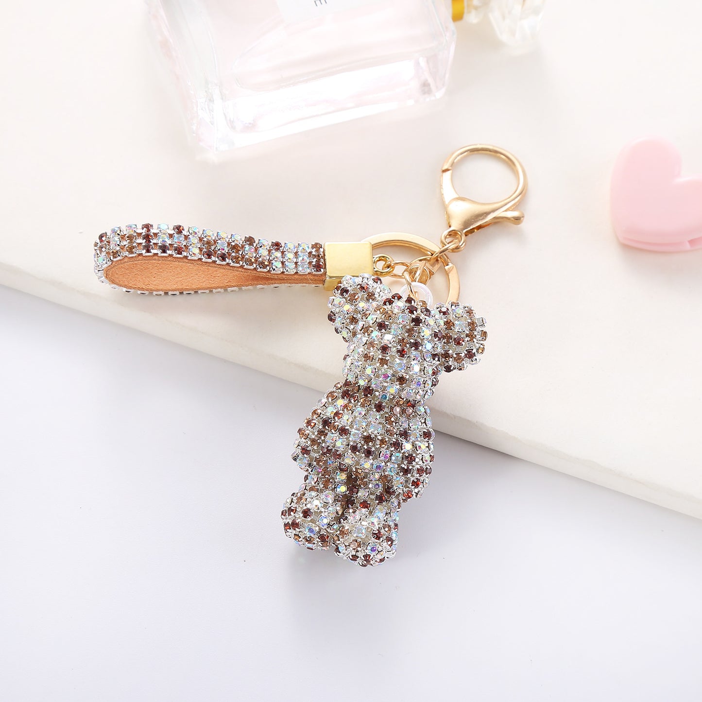 Women's Fashion Creative Cartoon Diamond Little Bear Doll Keychain