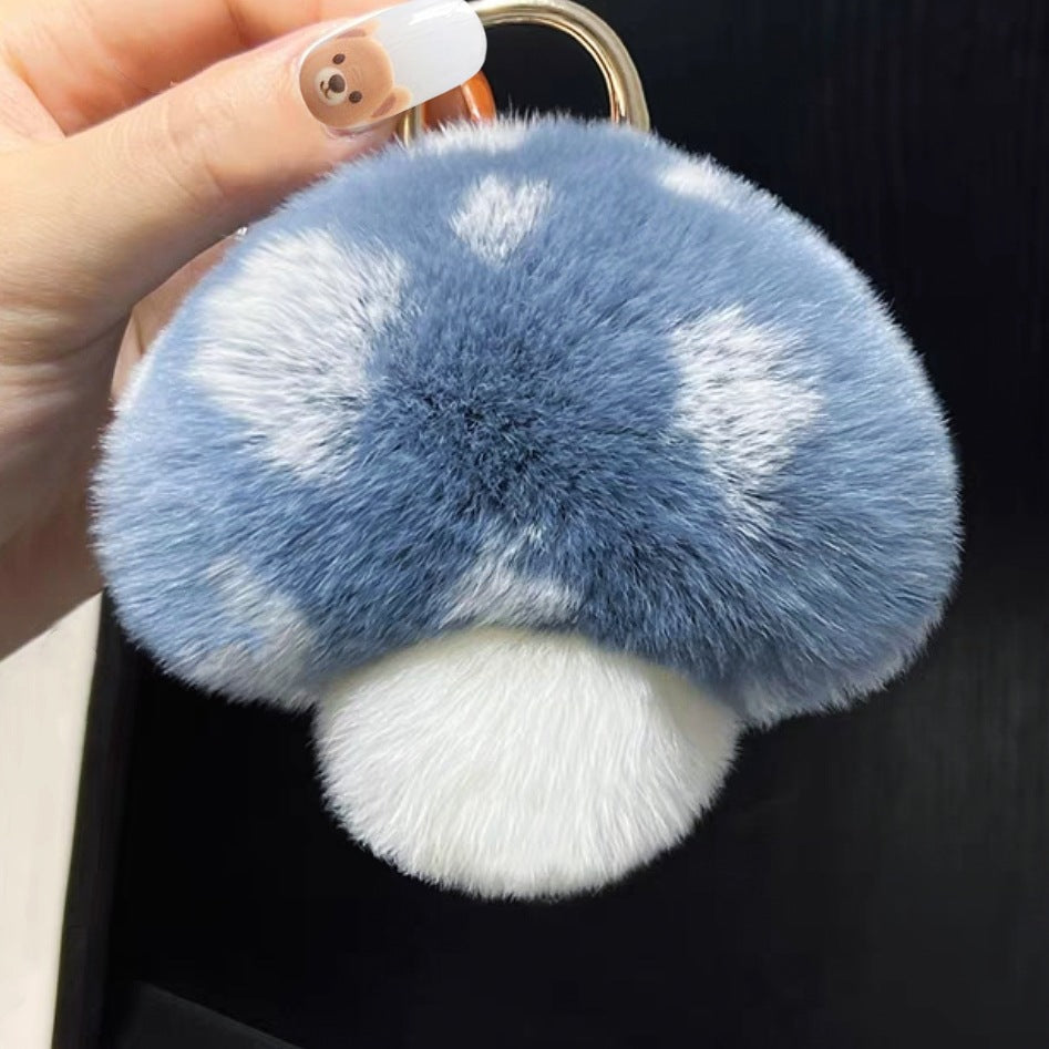 Rabbit Fur Small Mushroom Car Key Ring Pendant