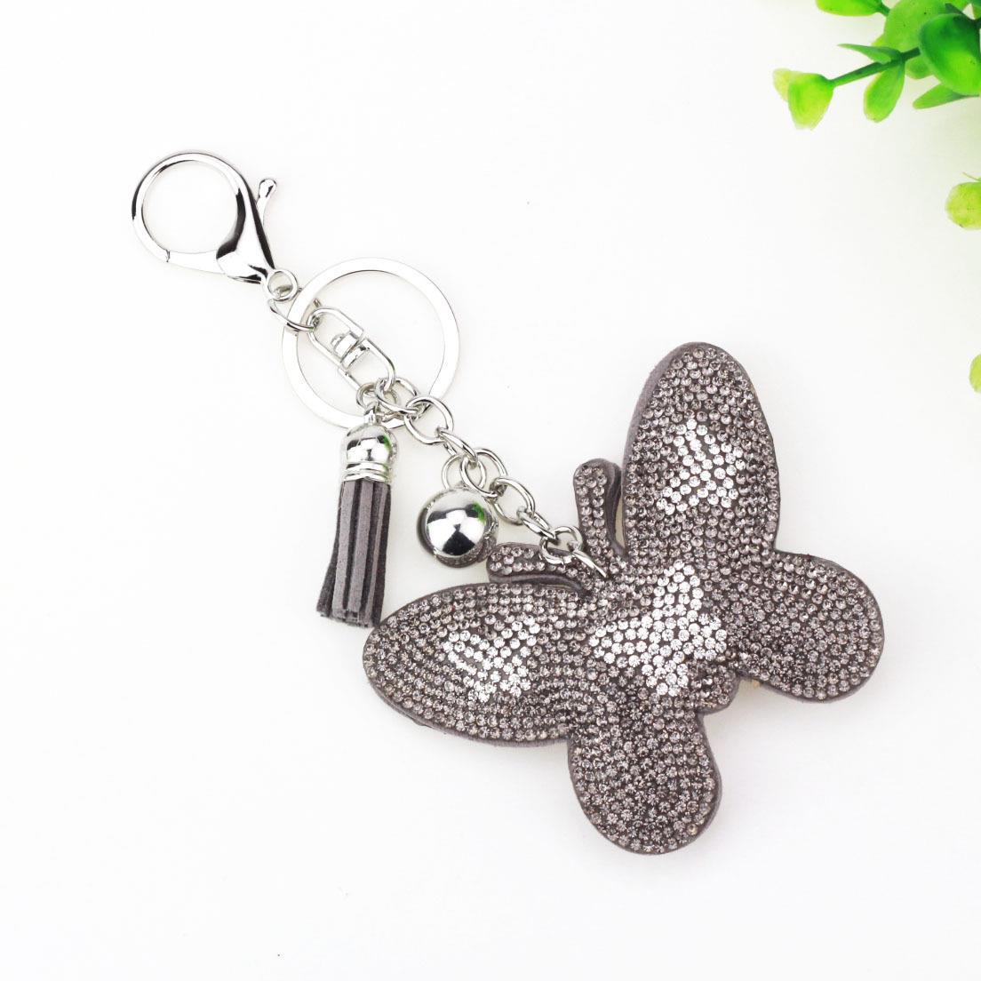 Home Fashion Simple Two-color Butterfly Shape Flannel Hot Drilling Handbag Pendant