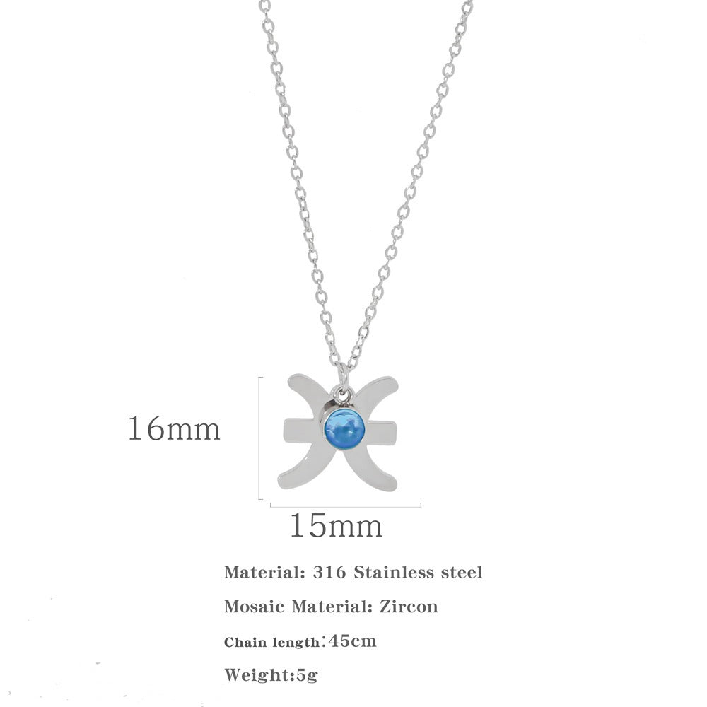 Necklace Stainless Steel Zircon Ornament