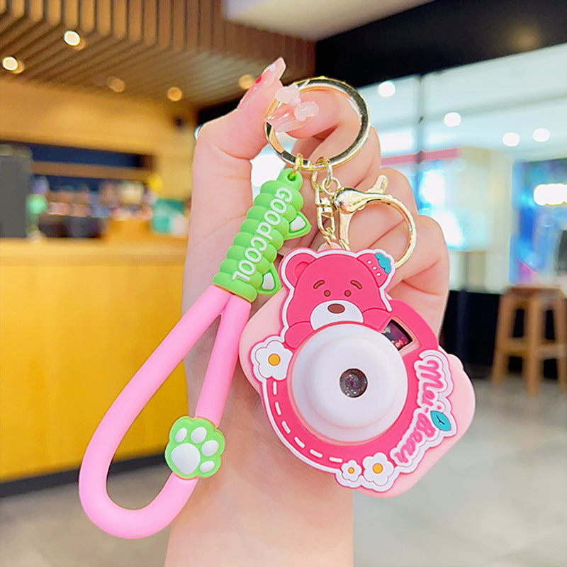 Bear Sweet Projection Camera Luminous Keychain Ornaments