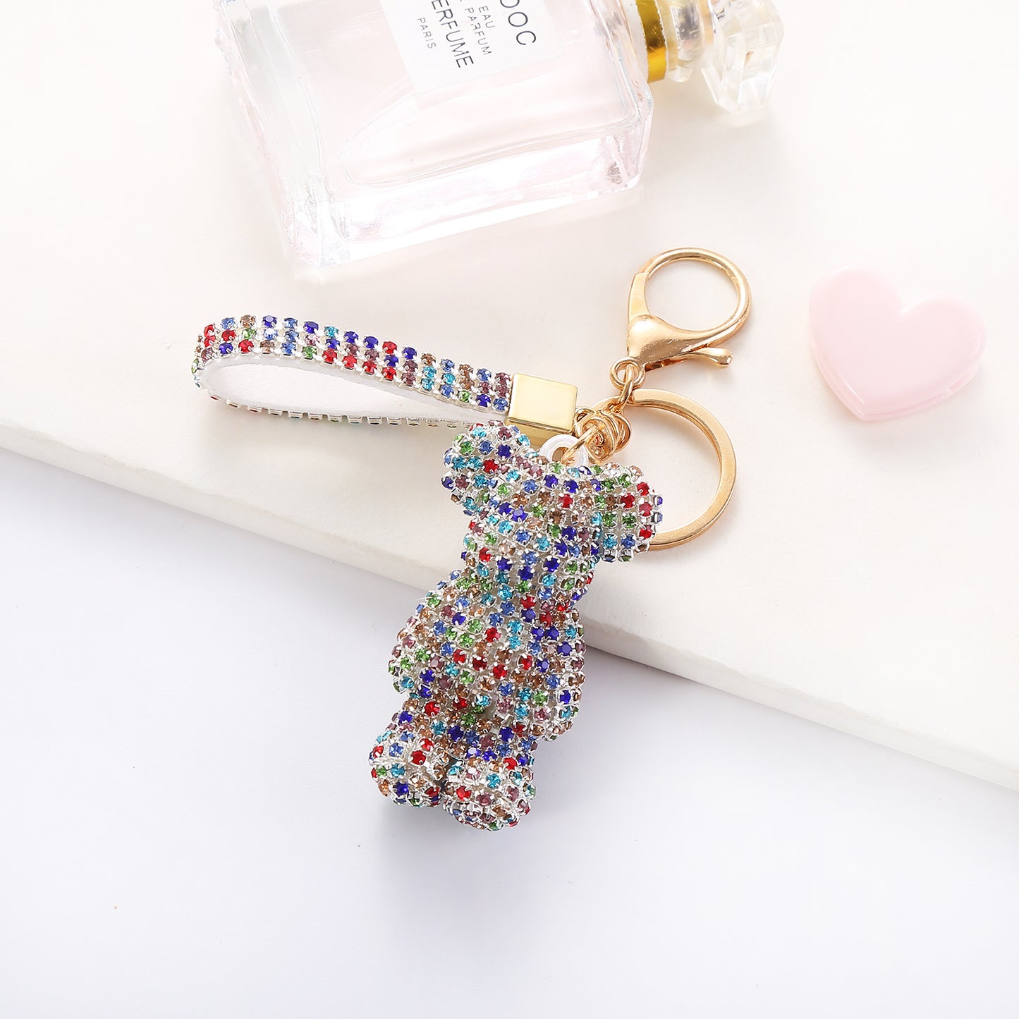 Women's Fashion Creative Cartoon Diamond Little Bear Doll Keychain