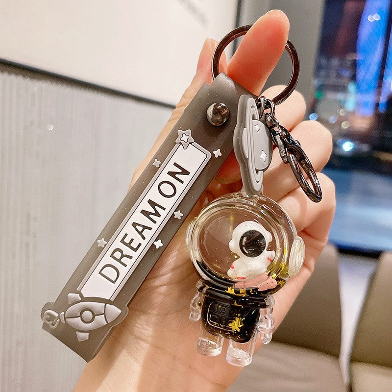 Quicksand Drift Bottle Floating Astronaut Keychain