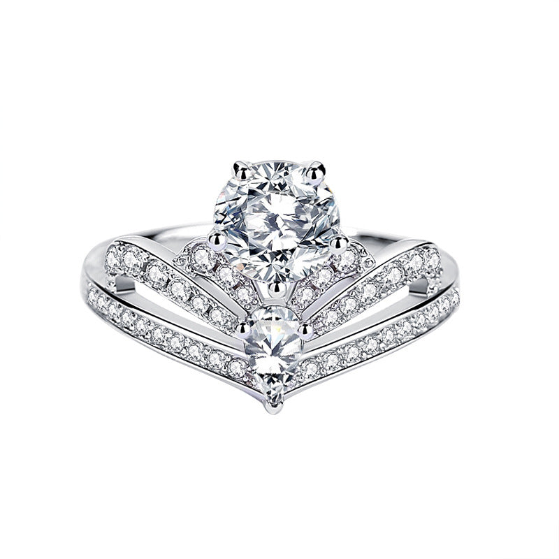 Moissanite Ring Women's Crown Sterling Silver