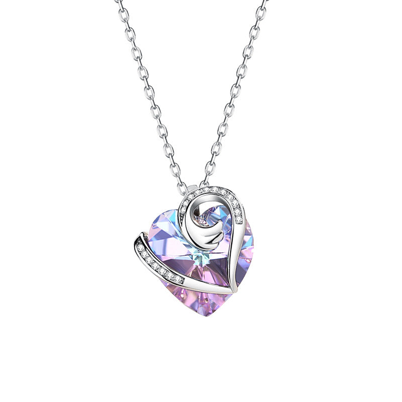 Design Sterling Silver Fashion Crystal Love Necklace