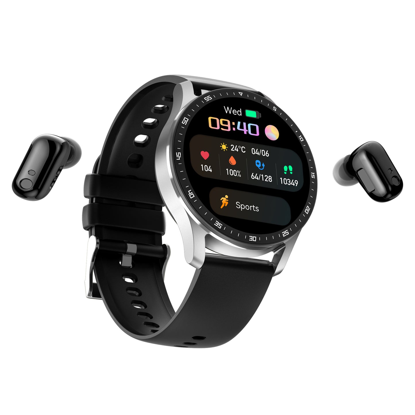 Two-in-one TWS Wireless Binaural Call Listening Music Sports Business Bracelet Smart Watch