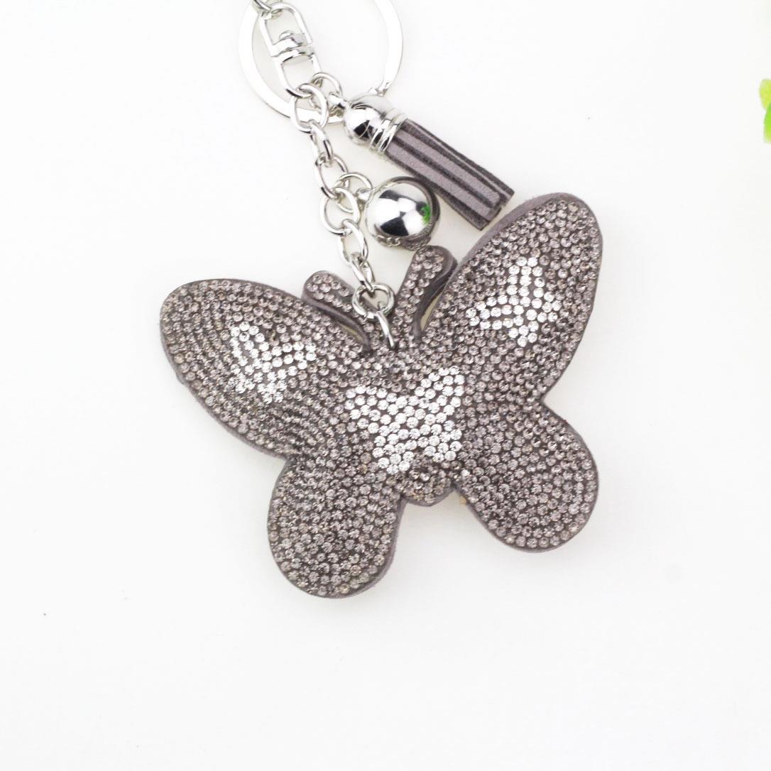 Home Fashion Simple Two-color Butterfly Shape Flannel Hot Drilling Handbag Pendant