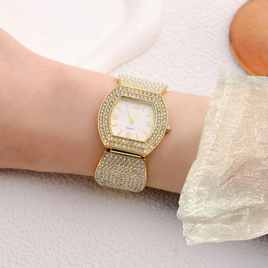 Fashion Steel Belt Quartz Watch Full Diamond Ladies