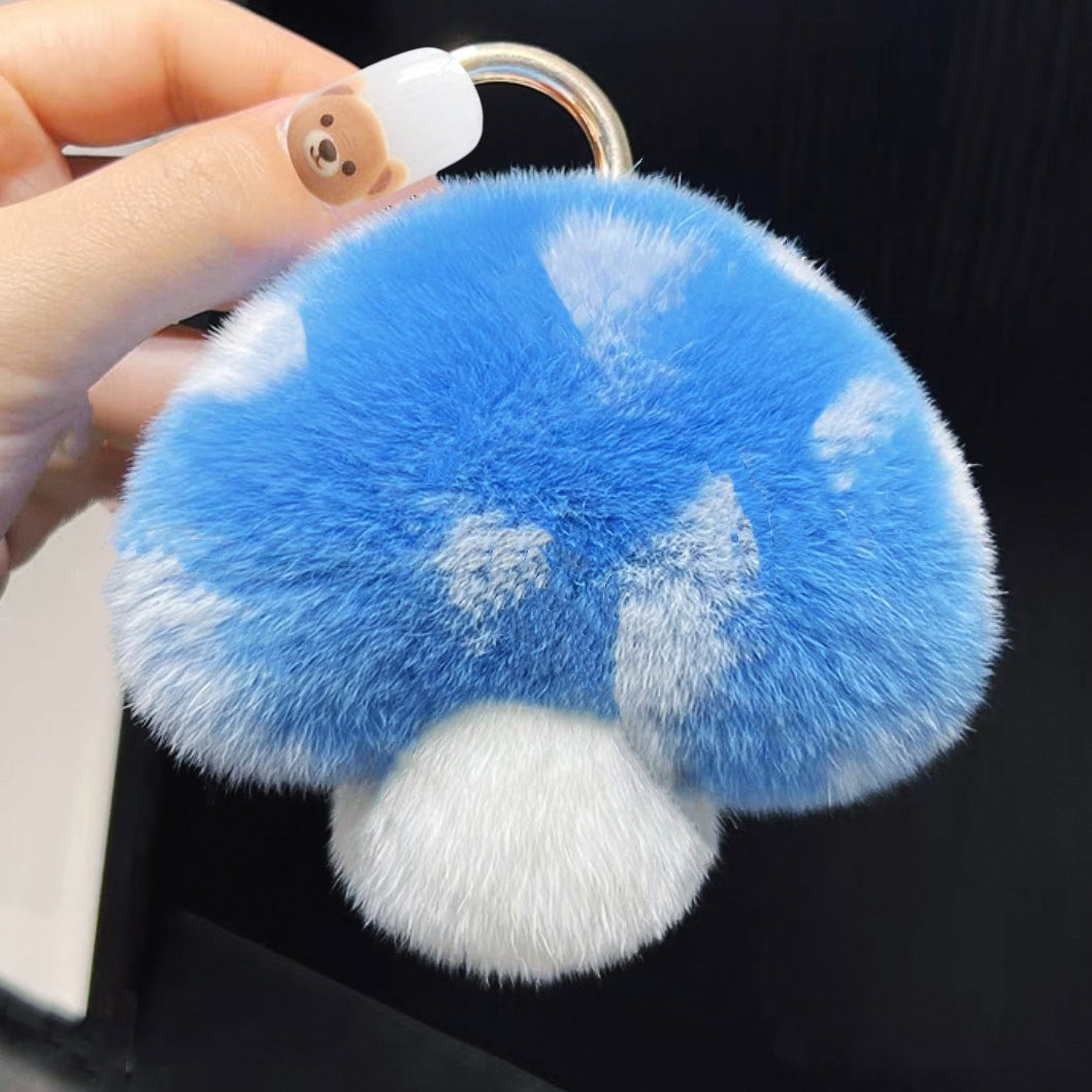 Rabbit Fur Small Mushroom Car Key Ring Pendant