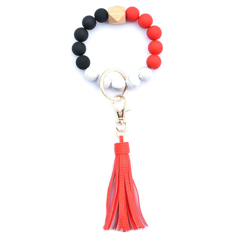 Creative Wooden Bead Bracelet Keychain