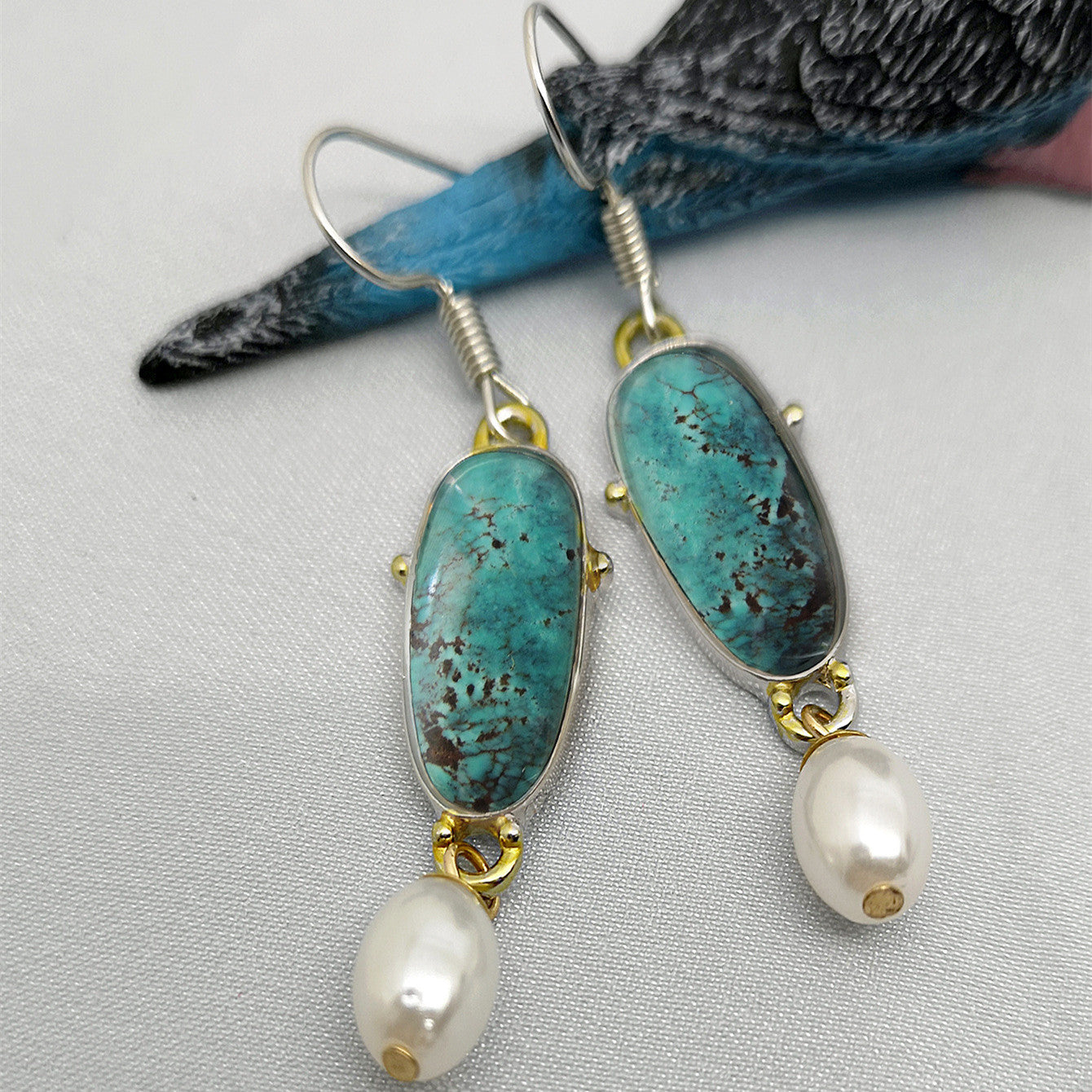 Turquoise Vintage Pearl Earrings