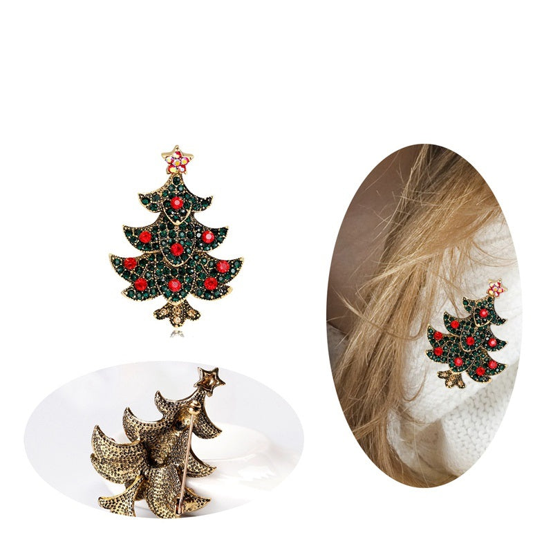 Santa Claus Christmas Tree Brooch, Retro Alloy Clothes, Shoes, Hats, Accessories, Brooches, Jewelry Pins