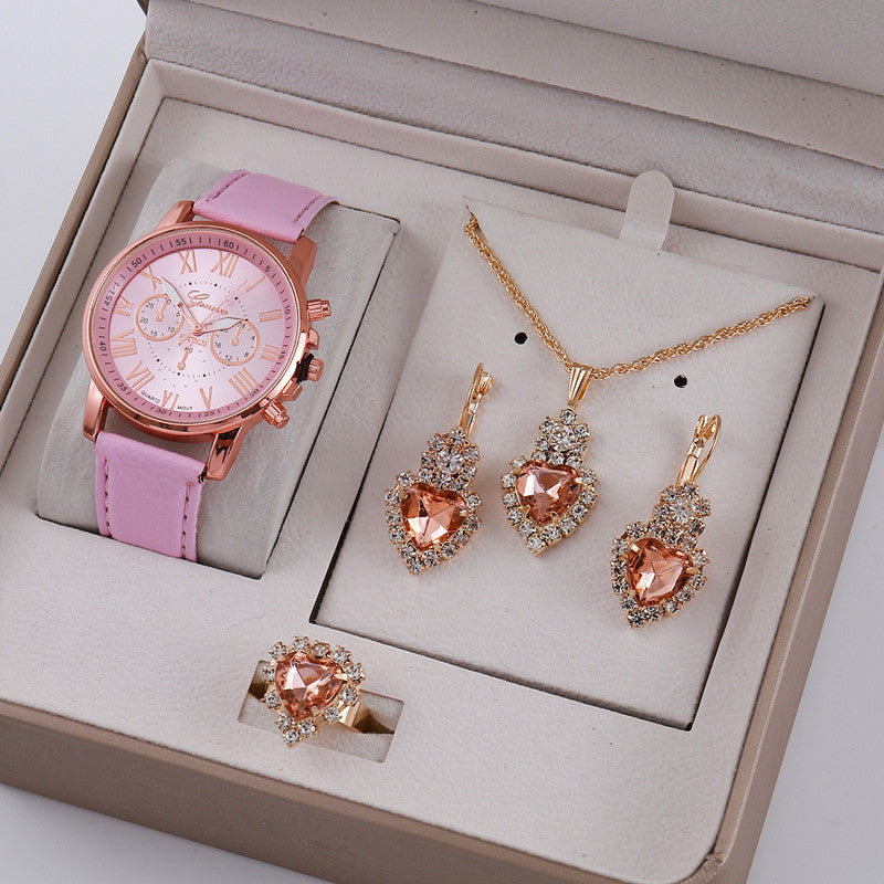Chic Graduated Belt Watch & Jewelry Set