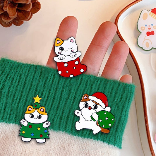 Christmas Brooch Original Cartoon Cat