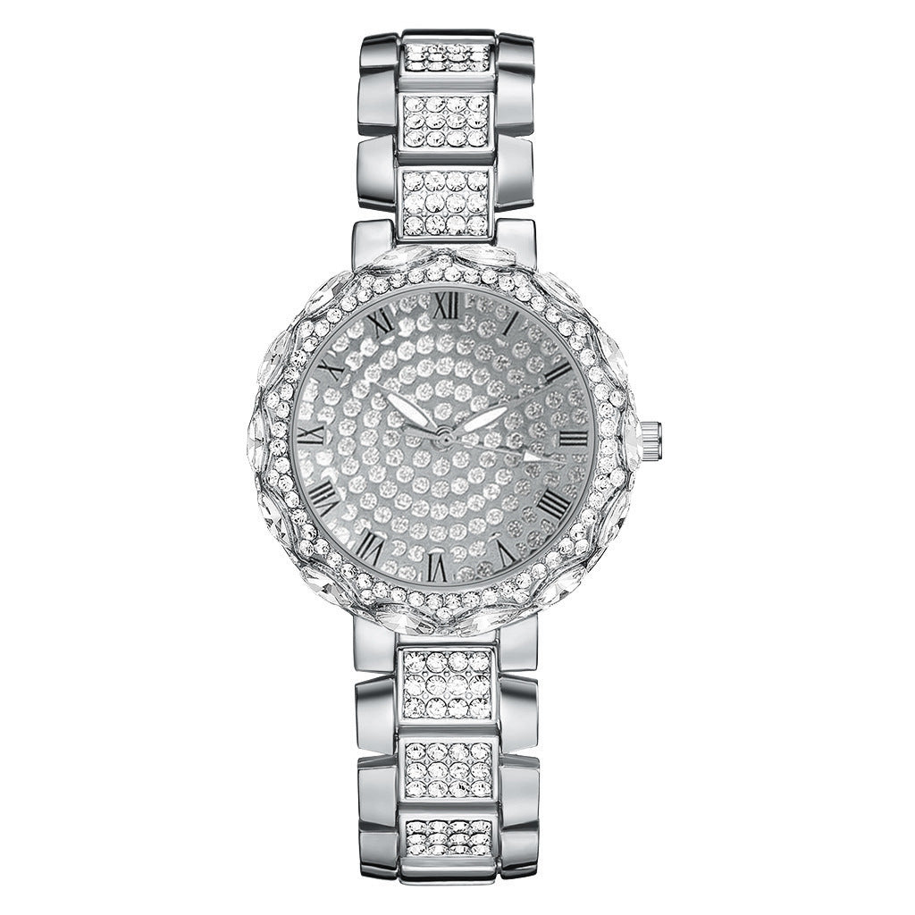 New Women's Quartz Inlaid Diamond Fashion Steel Band Watch