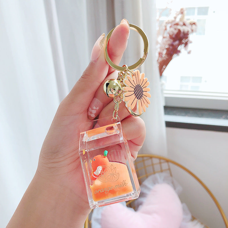 Cartoon Fruit Daisy Keychain Acrylic Bottle