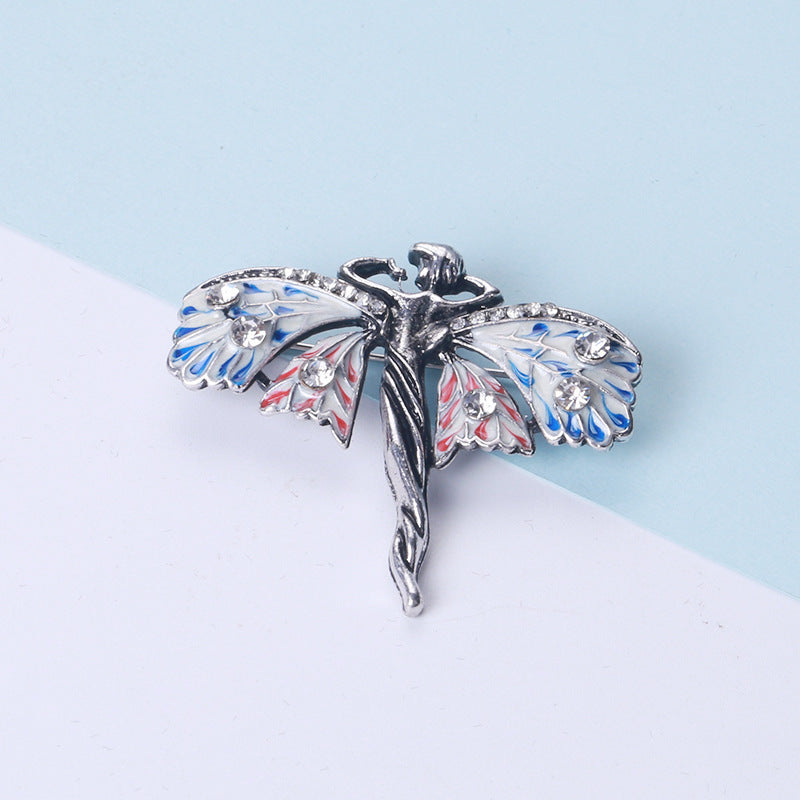 European And American Enamel Dripping Double Butterfly Brooch