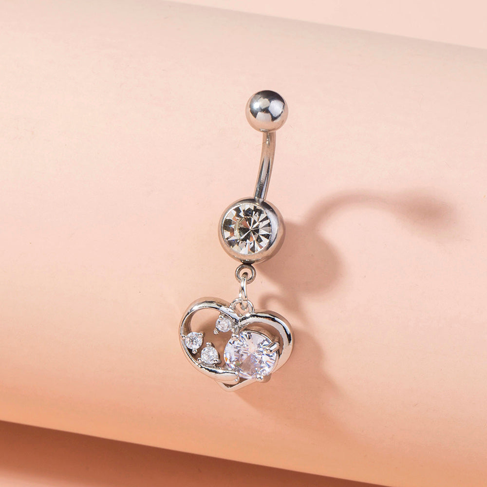 Elegant Heart Belly Button Ring in Stainless Steel