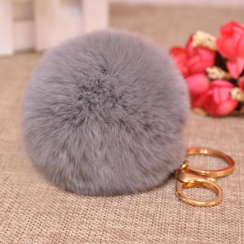 Cute Rex Rabbit Fur Ball Keychain