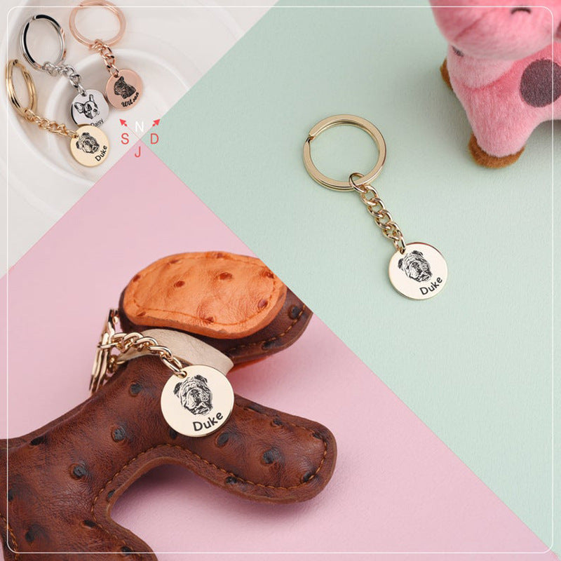 Ins Pet Cat And Dog  Photo Diy Keychain