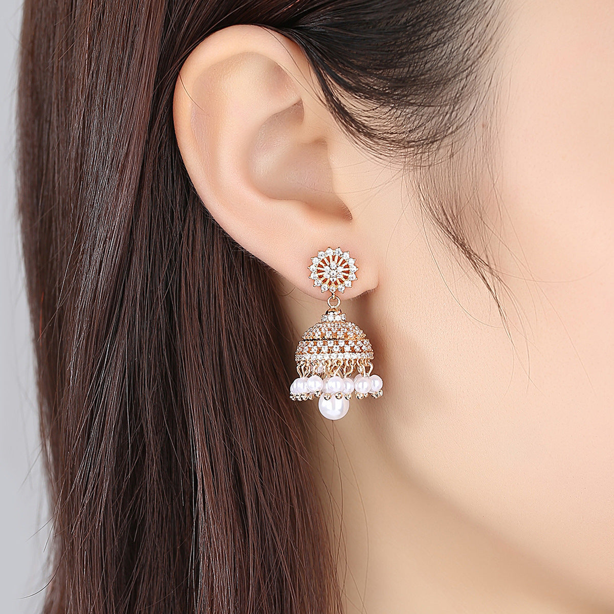 Bell Zircon Earrings Golden Earrings