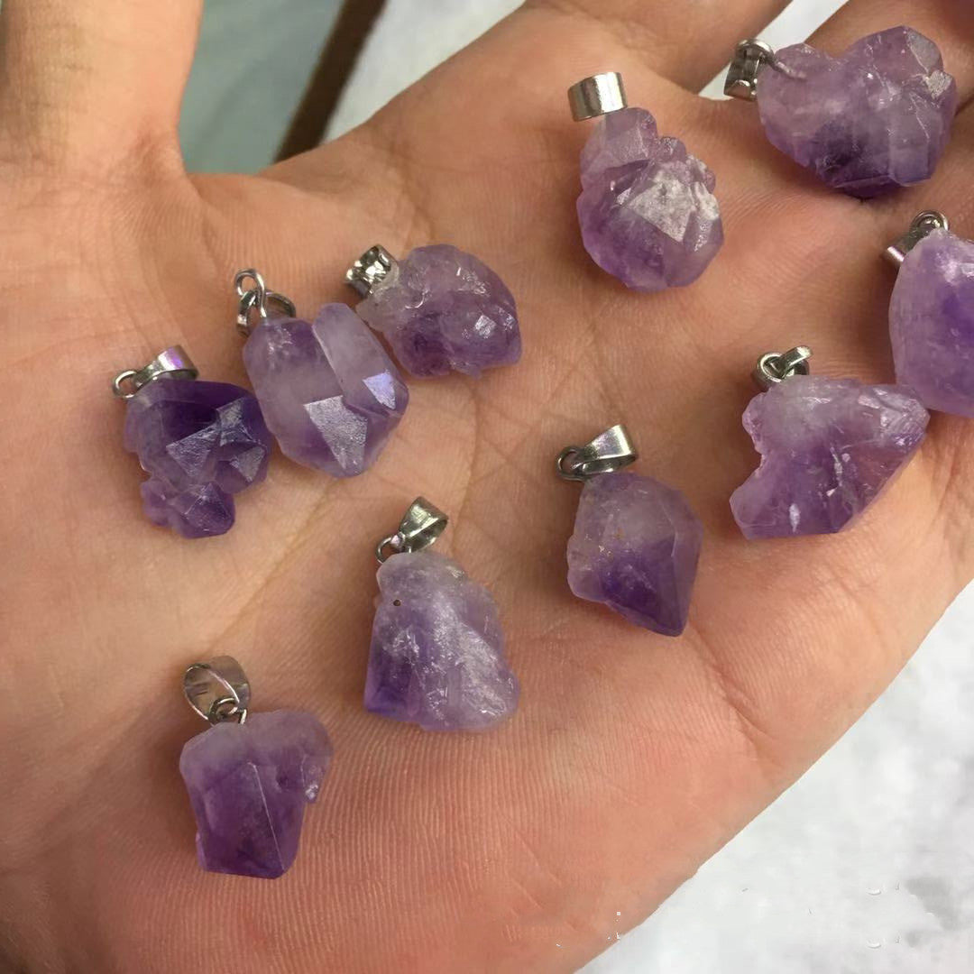 Natural Lavender Amethyst Rock Irregular Pendants