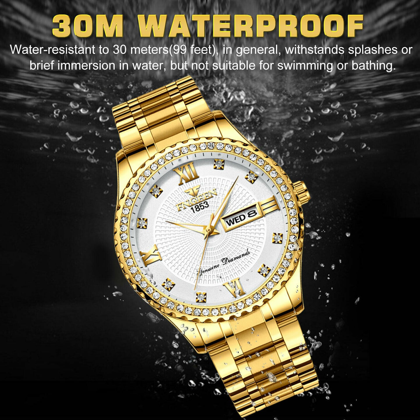 Waterproof Men Quartz Analog Watch Classic Stainless Steel Business Wristwatch