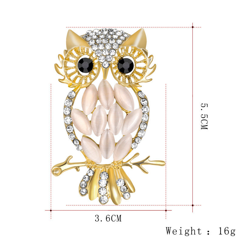 Brooch Jewelry Wholesale Dream Owl Crystal Opal Brooch Corsage