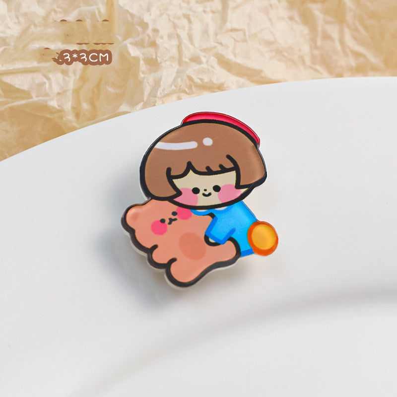 Cartoon Acrylic Brooch Cute Decorative Accessories