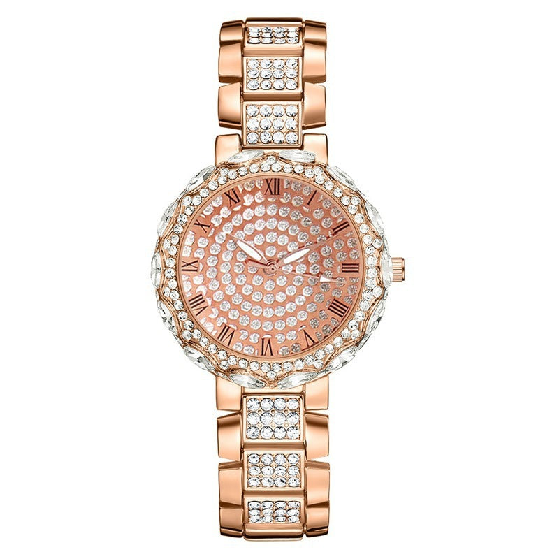 New Women's Quartz Inlaid Diamond Fashion Steel Band Watch