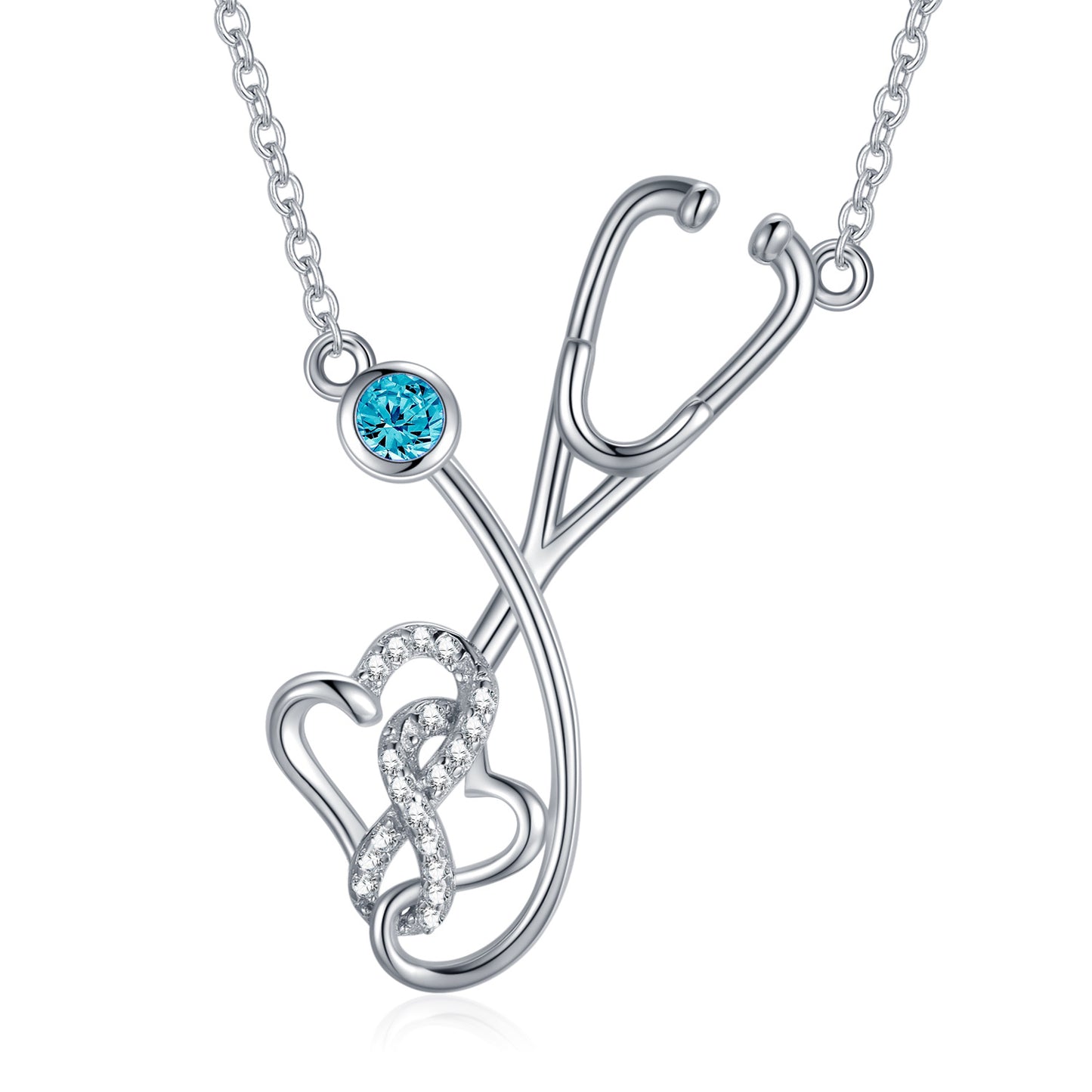 925 Sterling Silver Stethoscope Nurse Necklace