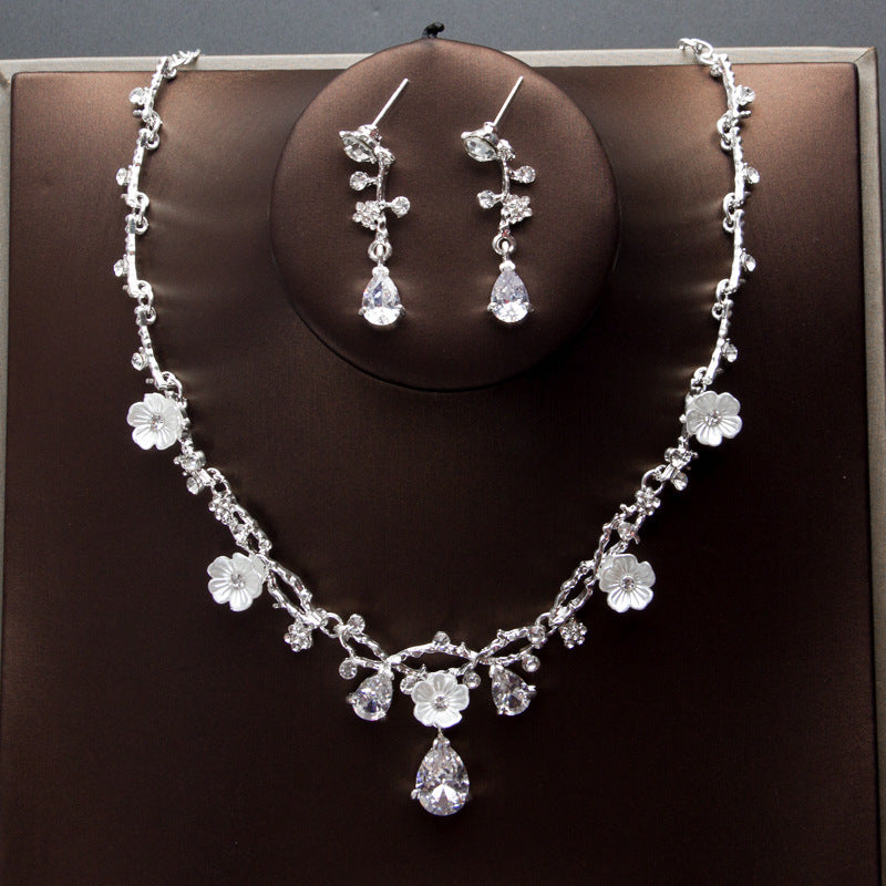 Bridal Wedding Zircon Necklace Earrings Set