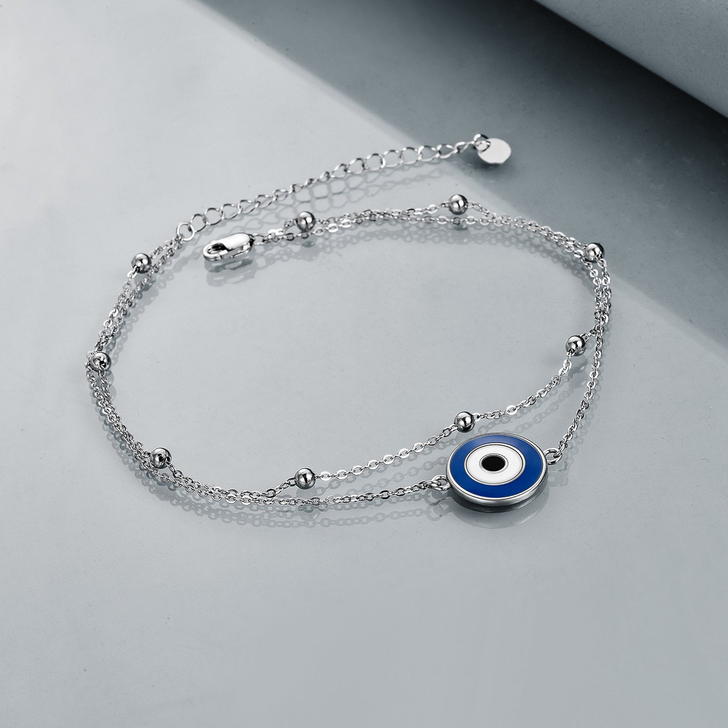 925 Sterling Silver Round Evil Eye Anklet For Women Girls