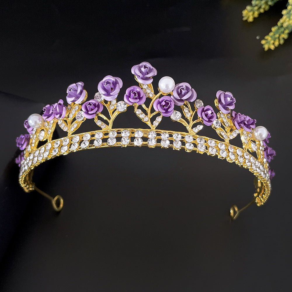 Purple Rose Crystal Jewelry Crown