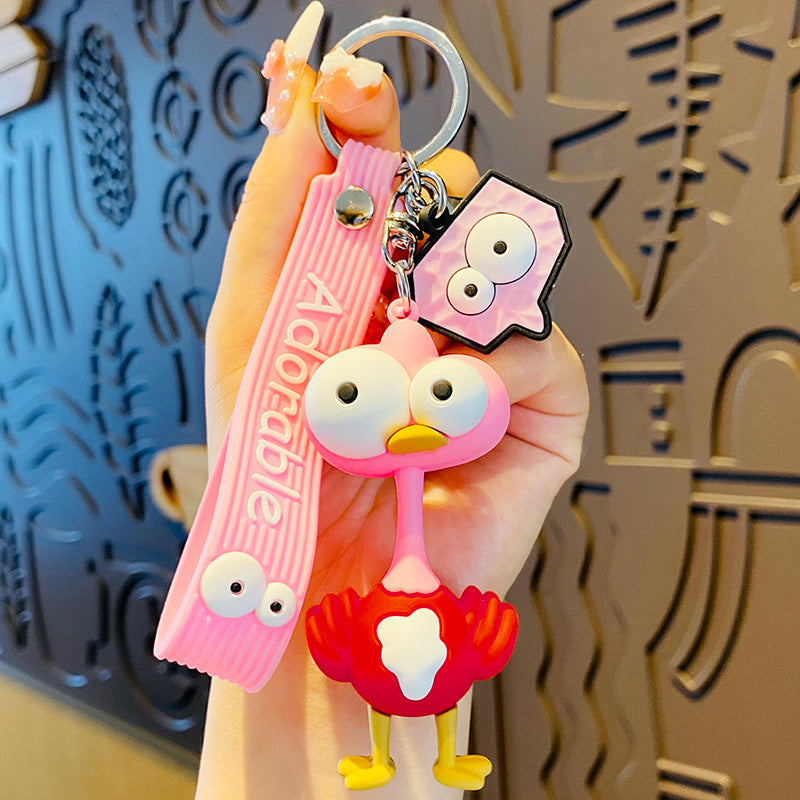 Big Eyes Ostrich Doll Cartoon Car Keychain