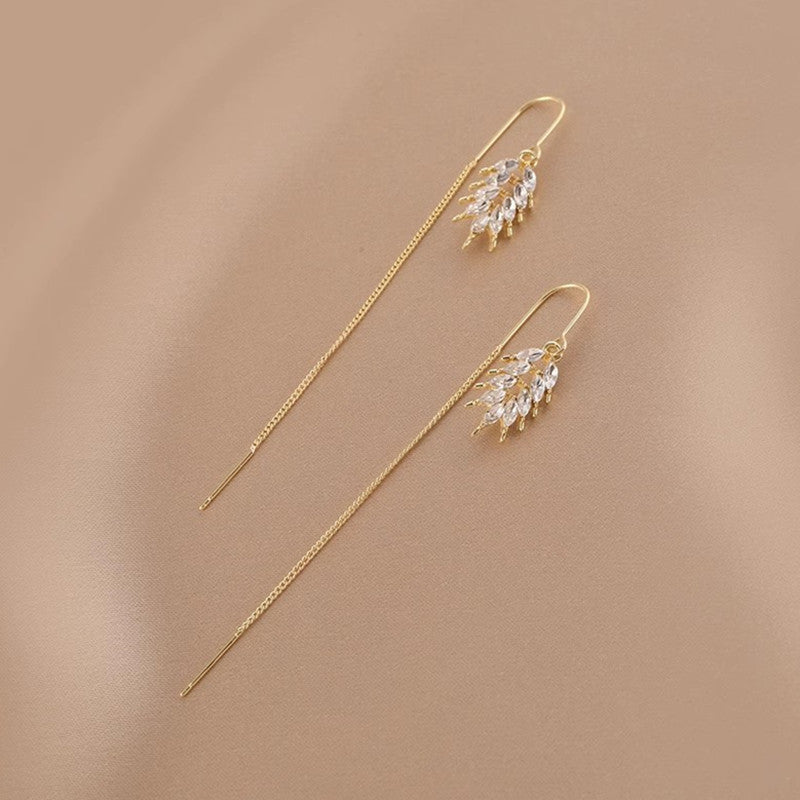Golden Wheat Tassel String Earrings
