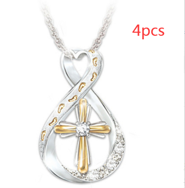 Cross Footprint Diamond Pendant Two Tone